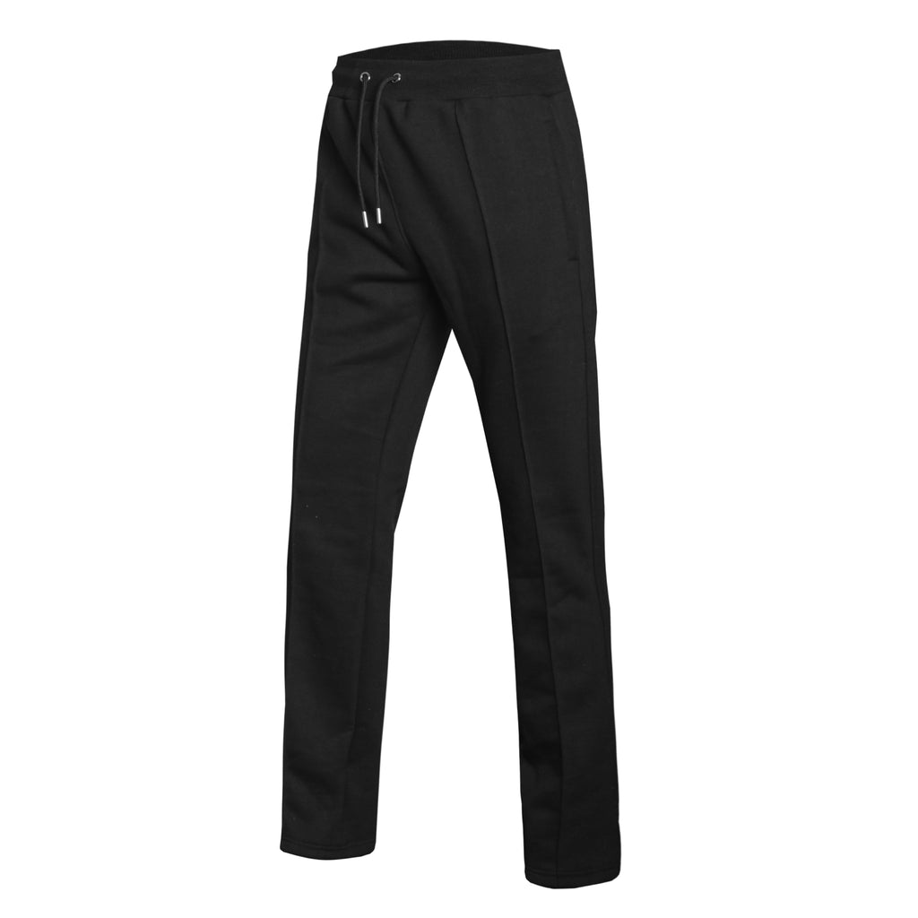 Plain Cotton Fleece Joggers – Black (Straight Leg)